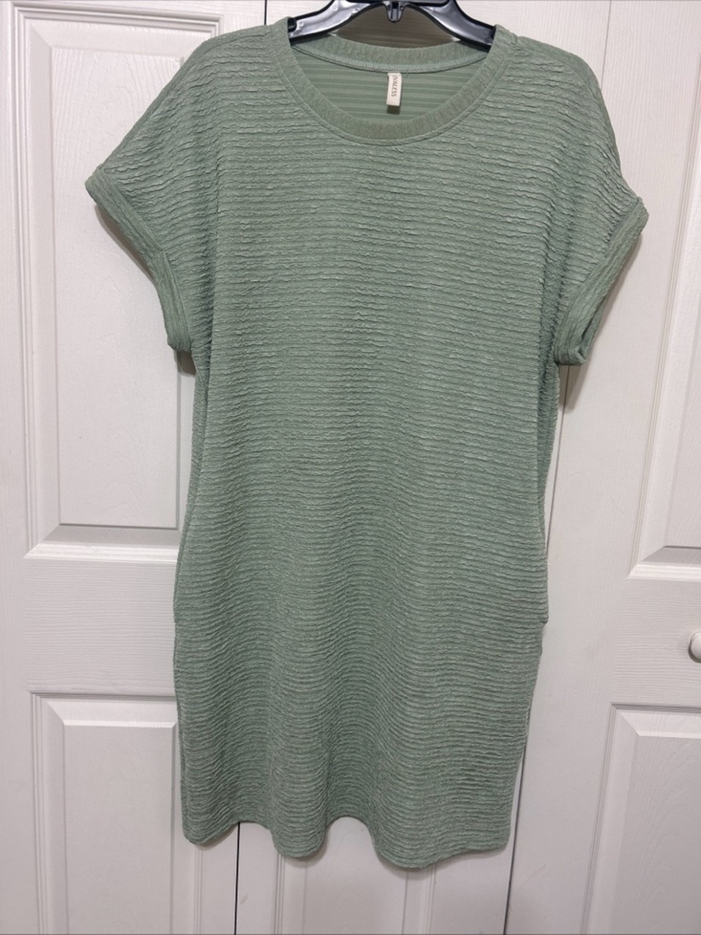 Amazon Essentials Sage Green Textured Midi Dress